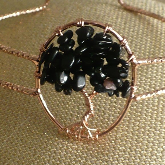 ❤️Black Chip Tree of Life Rose Gold Color Bracelet - Picture 4 of 5